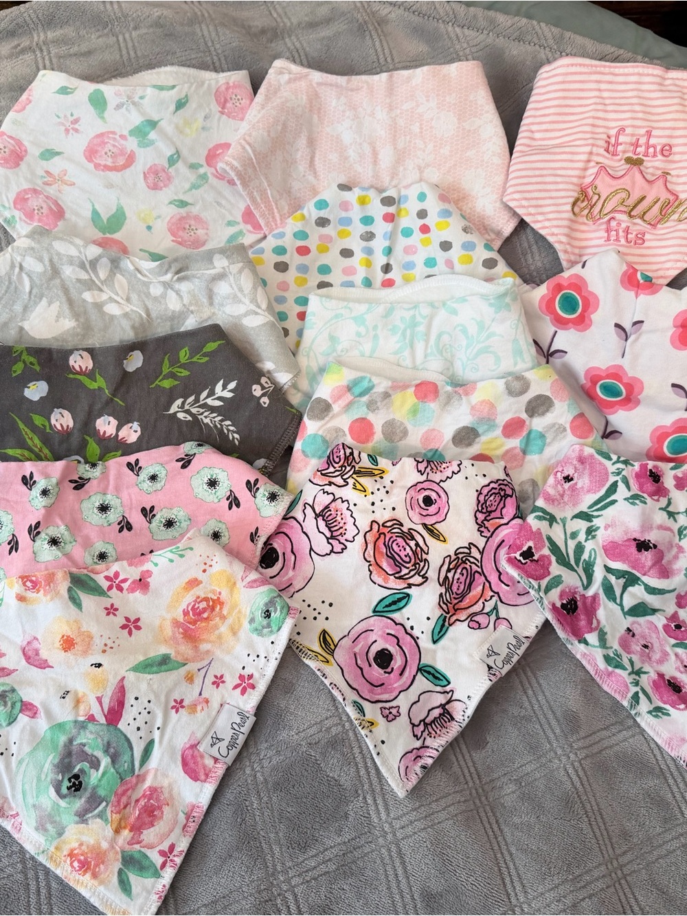 Pack of Floral Pink Bandana Bibs for Babies